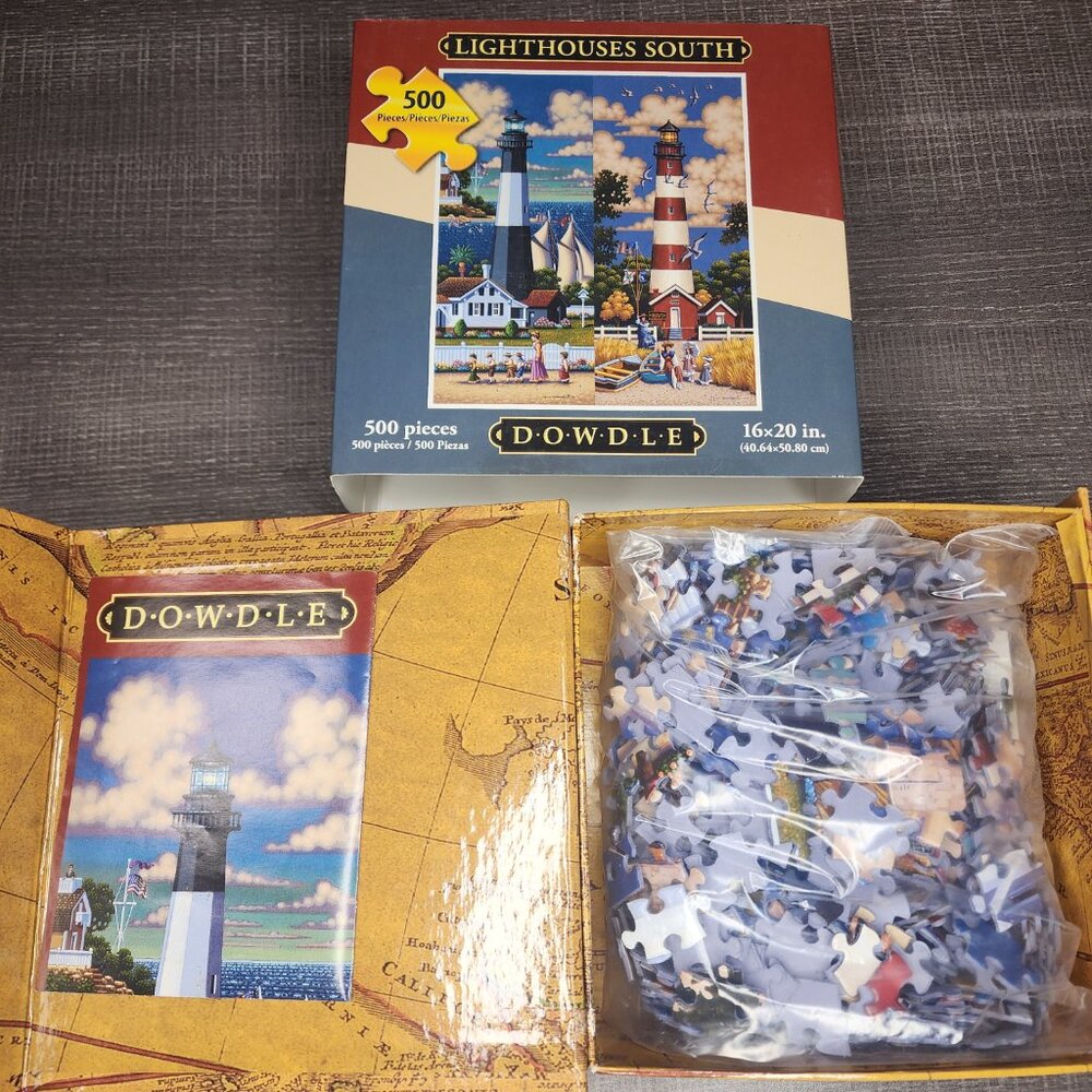 Lot of 5 Puzzle Varied Piece Count Balloon Lighthouse Lombard Long Beach SF Used - Picture 4 of 10